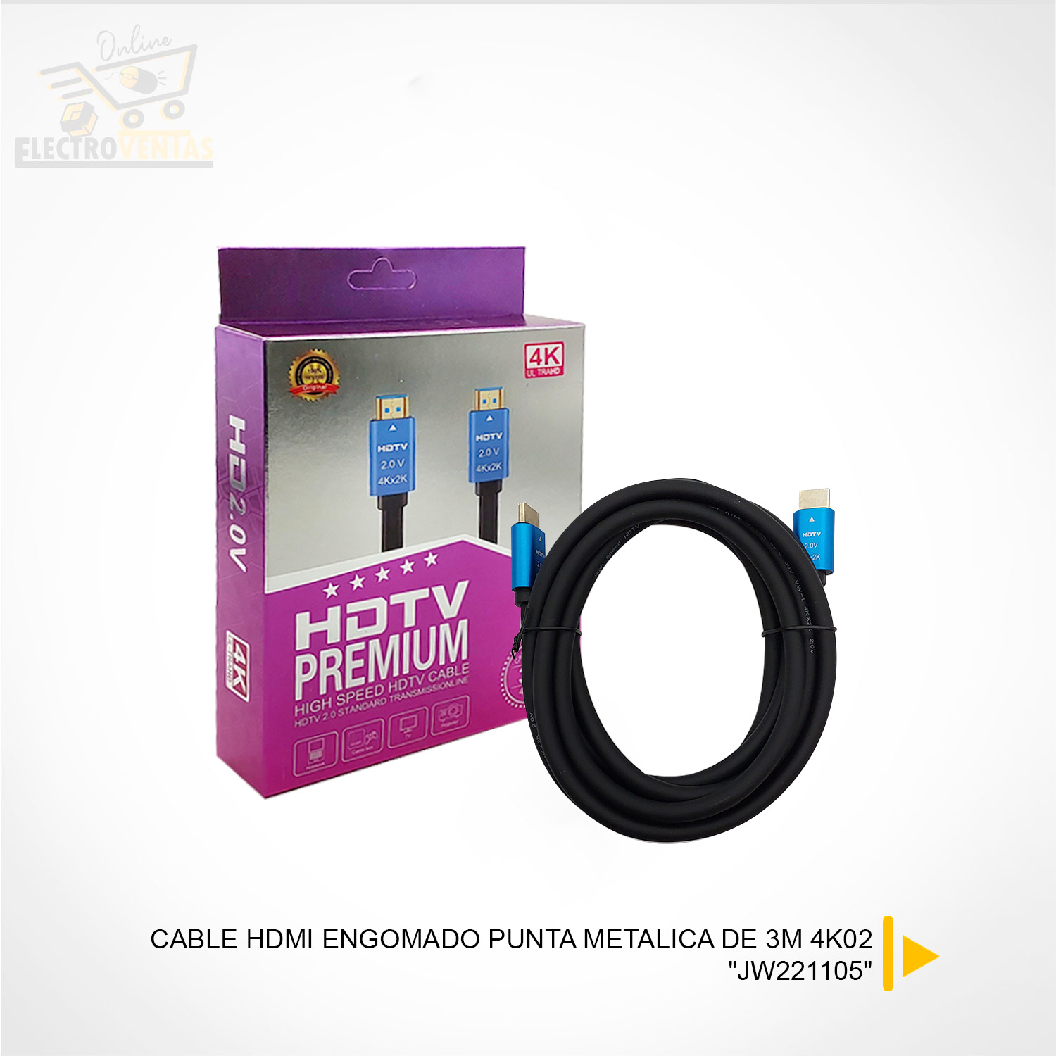 Cable Hdmi 20 Metros Premium Engomado V2.0 4k